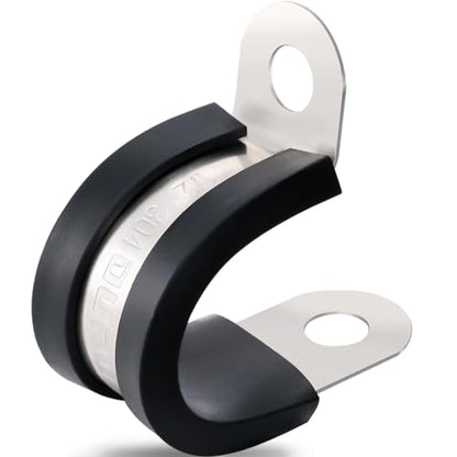 OURU 100PCS Cable Clamps 1/2 Inch 304 Stainless Steel Cable Clamps Rubber Coated Cushioned Insulated Cable Clamp,Automotive Wire Clamps,Pipe Clamps,Metal Clamp for Tube,Wire Cord Installation(13mm) - size: 100 PCS - 1/2 Inch