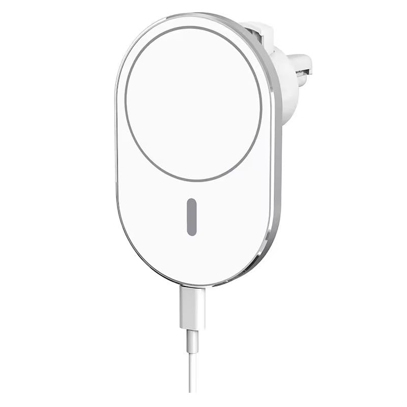 Magnetic Car Wireless Charger 15W Fast Charging, Powerful Magnetic Attraction, Black & White, Ideal for Drivers - color: White, size: Round