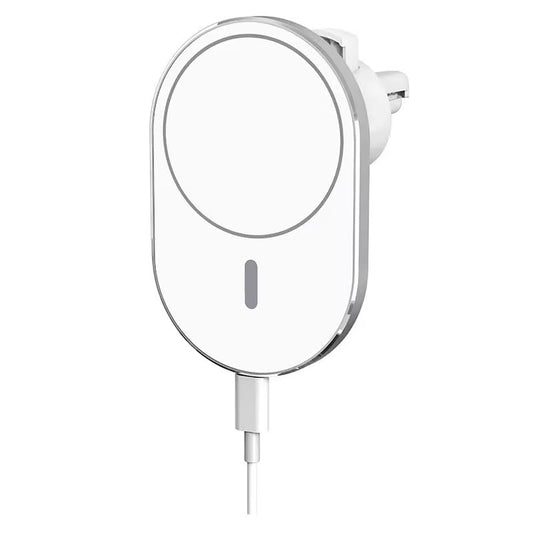 Magnetic Car Wireless Charger 15W Fast Charging, Powerful Magnetic Attraction, Black & White, Ideal for Drivers - color: White, size: Round