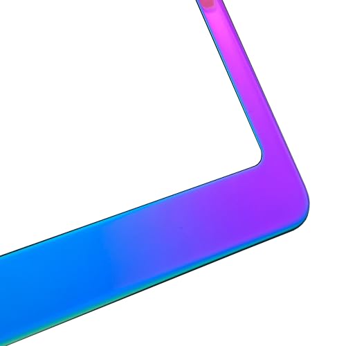 T304 Stainless Steel License Plate Frame – 8K Mirror Polish Finish, Rust-Resistant, Slim Design, Universal Fit, Includes Screw Caps, Washers & Stainless Steel Screws (Iridescent) - color: Iridescent