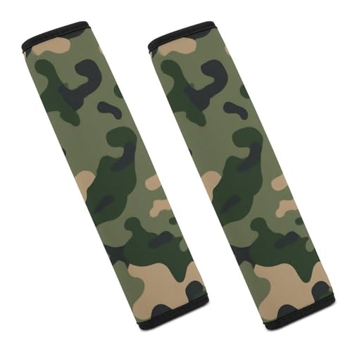 Fashion Car Seat Belt Covers Soft Cushion Pad Car Shoulder Strap Harness Pad Green Camouflage Army Camo - color: Color360