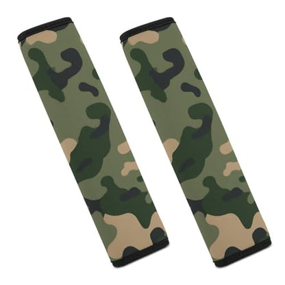 Fashion Car Seat Belt Covers Soft Cushion Pad Car Shoulder Strap Harness Pad Green Camouflage Army Camo - color: Color360