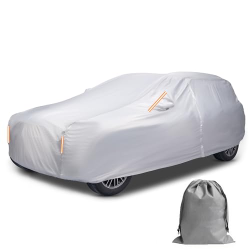 Caromop 10-Layer Waterproof Car Cover All Weather Protection (Snow, Rain, Sun) with Secure Fit Straps and Easy On/Off Zipper-Size S6 (See Size-Chart) - size: 15-S6