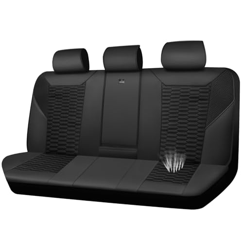 CAR PASS 3D Foam Mesh Leather Back Bench Car Seat Covers,Breathable Rear Seat Cover Universal Fit for Most Cars Sedans SUVs Vans Small Trucks 95% Automotive Backseat, Black - color: black rear, size: Rear