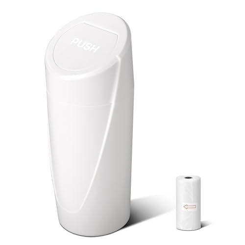 Car Trash Can Bin with Lid - Car Garbage Can Cup Holder - White Mini Leakproof Vehicle Trash Garbage Can Bin with 20pcs Trash Bags-Car Organizers and Storage for Front Back Seat Accessories - color: White