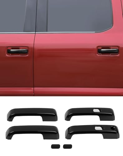 6pcs Gloss Black Exterior Door Handle Covers Decor Trim with Smart Key Cutout Compatible with Ford F150 4DR 2015-2020 Accessories Car Outside Door Handle Protection Shell - color: 6pcs Black