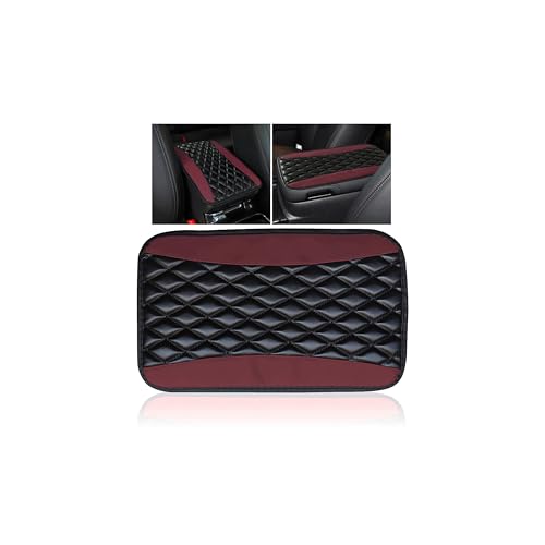 Auto Center Console Pad, Universal Waterproof Armrest Seat Box Cover, Car Interior Accessories, Leather Auto Armrest Cover Protector for Most Vehicle, SUV, Truck (Wine Red) - color: Wine Red