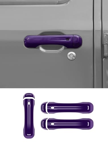 Savadicar 3-Piece Purple Door Handle Cover Trim Set for Jeep Wrangler JL JLU 4xe & Gladiator JT 2018-Present – Exterior Handle Cap Accent Accessories - color: Purple, size: Front & Tailgate, style: Solid