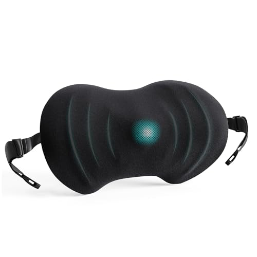 Lumbar Support Pillow, Ergonomic Back Cushion for Office Chair with Adjustable Straps & Detachable Breathable Cover,Memory Foam Car Lumbar Pillow, Back Support Pillow for Car, Office,Bed Rest,A-Black - color: A-black