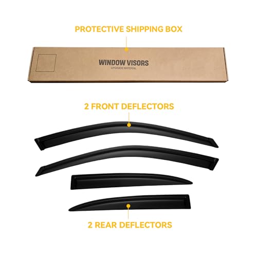 Window Visors for Honda Civic 2001-2005 4-Door Sedan, Outside-Mount Rain Guards Shields Vent Deflector Shade Dark Smoke 01 02 03 04 05, Tape-On, 4PCS - style: For 2001-2005 | Honda Cicic 4-Door | Out-Channel