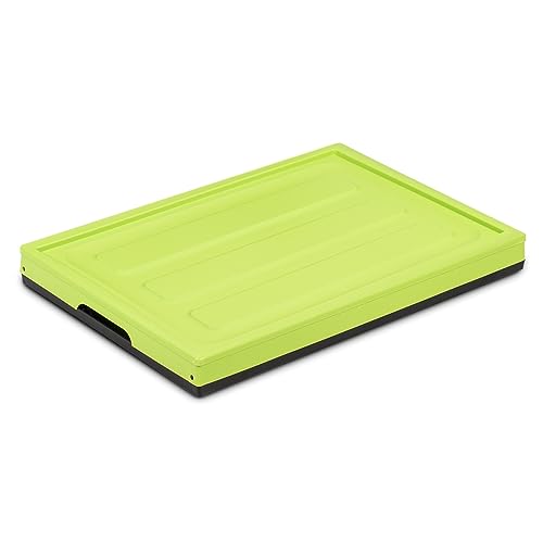 Glad Collapsible Storage Bin with Lid - 48L Foldable Plastic Box for Garage, Car Trunk, and Organization - Stackable Lidded Container with Handles, Green - color: Green