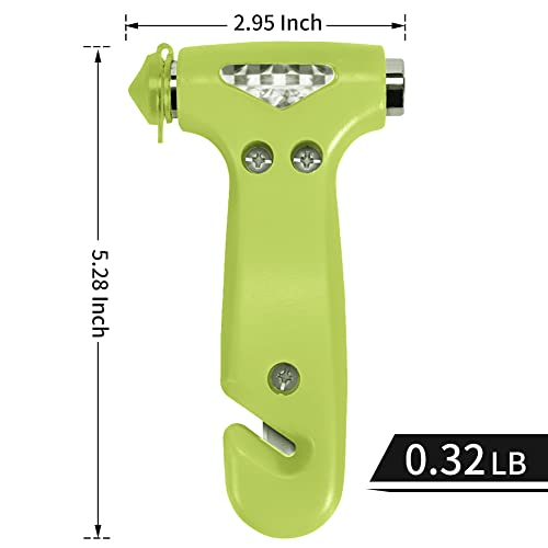 MOTORBUDDY 2-Pack Car Safety Hammer, Auto Emergency Escape Hammer with Window Breaker and Seat Belt Cutter, Emergency Escape Tool for Car Accidents, Glow in The Dark - color: Green