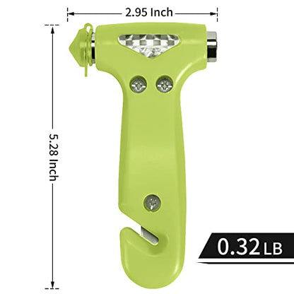 MOTORBUDDY 2-Pack Car Safety Hammer, Auto Emergency Escape Hammer with Window Breaker and Seat Belt Cutter, Emergency Escape Tool for Car Accidents, Glow in The Dark - color: Green