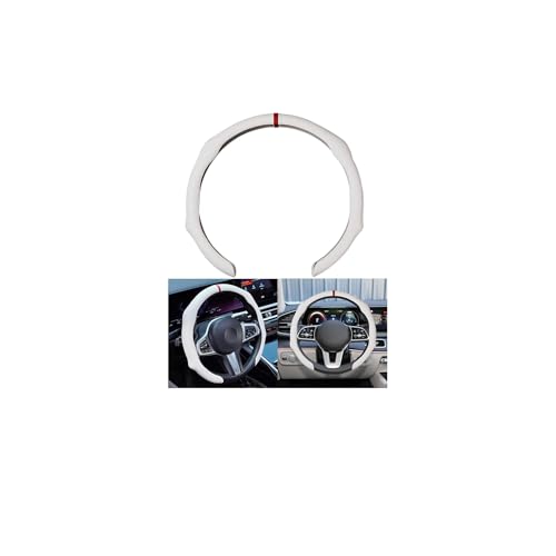 Osilly Car Steering Wheel Cover, 15 Inch Leather Non Slip Vehicle Steering Wheel Cover Protector, Comfortable Automotive Interior Protection Accessories, Universal for SUV Sedan Truck(White) - color: White