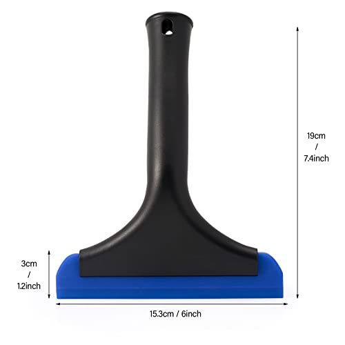 Gomake Small Silicone Squeegee Window Shower Squeegee Tool,Auto Water Blade for Car Windshield, Window, Mirror, Glass Door,Bathroom - color: Black+ Blue
