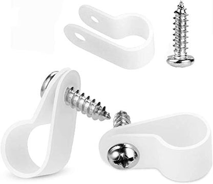 LOKMAN 50 Pack 3/4 Inch Rope Light P-Style Mounting Clips with Compatible Stainless Steel Pan Head Phillips Screws - size: 3/4 50+50