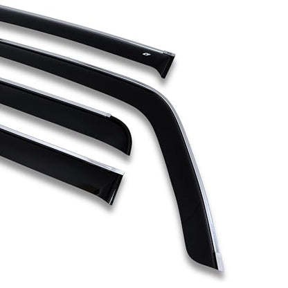 Chrome Window Deflector Set of 4-Pieces - Car Trim Side Vent Shades - Air/Rain Guards Ventvisor Compatible with Hummer H3 2005-2010