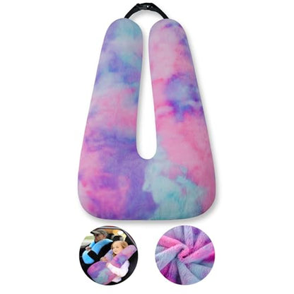 FHSGGP Travel Pillow Car Pillow Kid Car Sleeping The Sleeping Aid for Adults and Kids on Road Trips Kids Travel Pillow Colorful Purple - color: B-colorful Purple