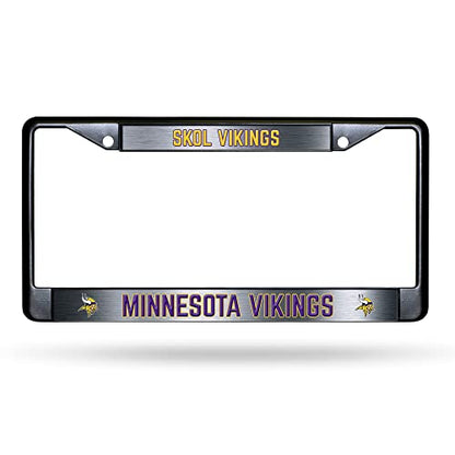 NFL Minnesota Vikings Skol Vikings Black Chrome License Plate Frame - 2-Screw Mount - color: Vikings