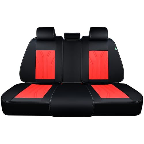 FLORICH Rear Seat Covers Leather Car Seat Covers Waterproof Back Seat Cover Automotive Seat Covers Universal Seat Cushion Protector for Most Cars Trucks SUV-Black&Red - color: Black&Red, size: Rear Seat Cover