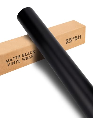 25ft x 5ft Matte Black Car Vinyl Wrap Roll, Durable Easy Application Automotive Wrapping Film for Car Body Protection (Matte Black) - color: Matte Black, size: 25ft x 5ft