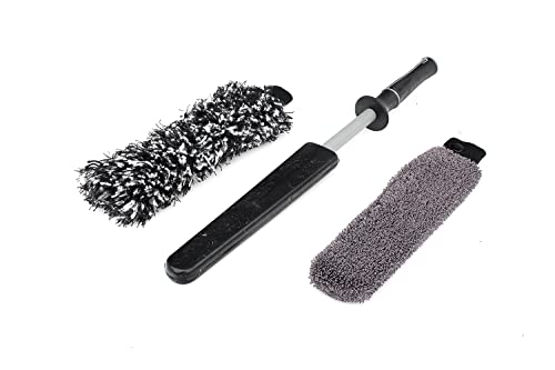 Detail Factory Wheel Brush Kit with Interchangeable Microfiber Covers | Ultra-Soft Cleaning, Washing and Detailing Wheels, Tires Rims - color: Gray