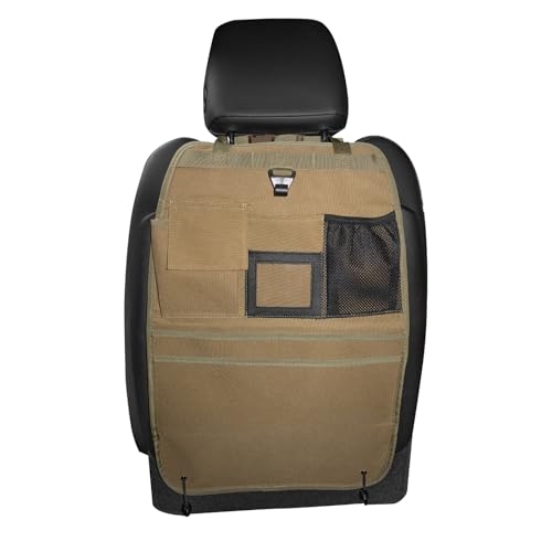 Car Seat Back Organizer with Multiple Storage Pockets, Mesh and Fabric, Universal Fit - color: brown