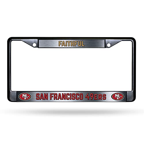 NFL San Francisco 49ers Faithful Black Chrome License Plate Frame - 2-Screw Mount - color: 49ers