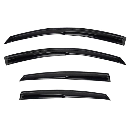 4pcs JDM 3D Wavy MU Style Window Visors Compatible with 2018-2022 Honda Accord Sedan, Front+Rear Left+Right Outside Mount Type Dark Smoke Tint Tape-On Side Sun Rain Guards Set of 4 - size: 2018-2022 Honda Accord Sedan