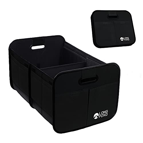 Long Pond Car Trunk Organizer, Storage for SUVs or Sedans, Foldable Cargo Containers with 9 Pockets and Reinforced Handles, with Non-Slip Bottom, Collapsible Storage for SUVs, Sedans, or Any Cars - color: Black