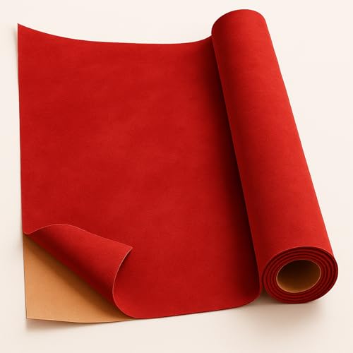 Self-Adhesive Suede Decorative Film for Car - Headliner/Dash/Door/Trunk | Stretchable & Scratchproof Ultra-Fiber Leather | DIY Peel & Stick (red, 40"x59") - color: Red, size: 40"x59"