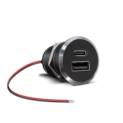 12V USB Outlet All-Aluminum QC 3.0 USB-A & USB-C PD3.0 Dual Fast Car Charger Socket, Recessed Mount Car USB Port for Car Truck Boat RV Camper Van Trailer (Small Version) - color: Small Version