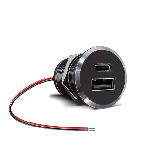 12V USB Outlet All-Aluminum QC 3.0 USB-A & USB-C PD3.0 Dual Fast Car Charger Socket, Recessed Mount Car USB Port for Car Truck Boat RV Camper Van Trailer (Small Version) - color: Small Version