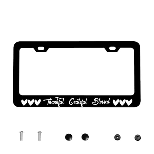 Thankful Grateful Blessed License Plate Frame, Christianity License Plate Cover, Aluminum License Plate Holders, Women & Men Car Tag Frame with Screws, 6 X 12 in - color: Thankful Grateful Blessed, size: 6"L x 12"W