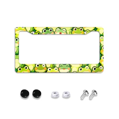 Green Frog License Plate Frames Holder Cover, Frogs Car Accessories Car Tag Frames Decoration Accessory Aluminum 2 Holes Decorative for Women Men Ladies US Vehicles 12x6'' - color: Green Frog