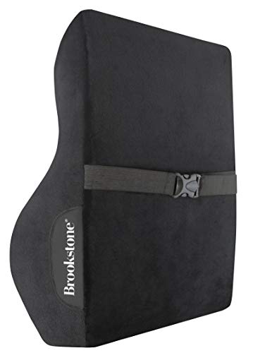 Brookstone BK1172 - Luxurious Back Support Pillow for Office Chairs and Cars, Lumbar Cushion with Premium Grade Memory Foam with Cooling Gel, Soft Plush Cover - color: Black With Cooling (Highback)