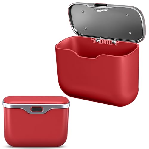 Car Trash Can with Lid, Leakproof Auto Garbage Bin, Waterproof Car Trash Bag Holder with PU Leather Top for Back of Seat/Door, Fit for SUVs, Sedans, Trucks Red - color: Red