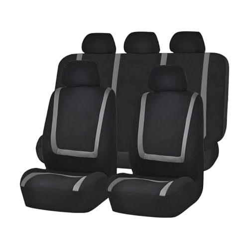 Zpana Car Seat Covers, Full Set Split Non-Slip Vehicle Front & Rear Seat Protector, Durable Comfortable Automotive Interior Chair Protective Cover, Universal for SUV Automobile Truck (Black/Gray) - color: Black/Gray, size: Full Set