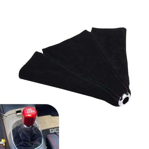 Car Shift Boot Cover, Suede Leather Auto Gear Shift Knob Boot Protection Cover, Car Manual Shifter Boots Sleeve Dust Protector, Universal Handbrake Gaiter Boots Covers for Sedan Van (Black) - color: Black