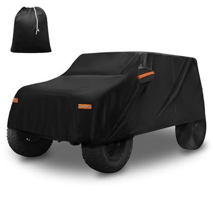 X AUTOHAUX Car Cover for Jeep Wrangler 2DR 2007-2017 Aluminum Film Outdoor Waterproof Sun Rain Snow Hail Protection with Driver Door Zipper - size: for Jeep Wrangler JK 2 Door 2007 -2017