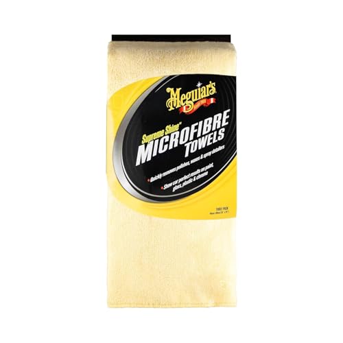 Meguiar's Supreme Shine Microfiber Towels for Cars,Absorbent Ultra-Plush Car Microfiber Towel Set for Effectively Removing Car Care Products Without Leaving Swirls,3 Count (Pack of 12) - size: 3 Microfiber Towels (Pack of 12)