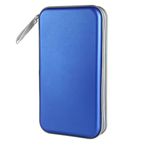 Siveit CD Case, DVD Case Holder 96 Capacity Hard Plastic CD DVD Disc Cases Storage Binder Wallet for Car Home Office Travel (Blue) - color: Blue