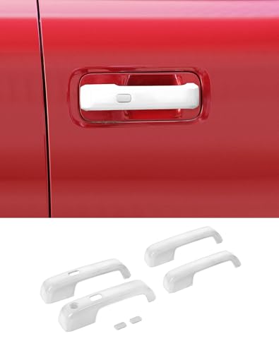 6pcs White Exterior Door Handle Covers Decor Trim with Smart Key Cutout Compatible with Ford F150 4DR 2015-2020 Accessories Outside Door Handle Protection Shell - color: 6pcs White