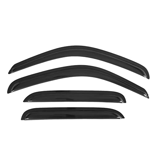 Window Visor Compatible with 2001-2004 Toyota Tacoma Crew Cab, Slim Style Acrylic Smoke Tinted 4PCS Sun Rain Shade Guard Wind Vent Air Deflector by IKON MOTORSPORTS, 2002 2003 2004