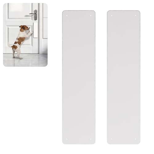 2Pcs Door Scratch Protector & Kick Plate for Bottom of Door - 4x16 Inch Stainless Steel, Dog Scratch Door Protector & Cat Scratch Protection, Tool-Free Peel and Stick for Interior/Exterior Doors White - color: White
