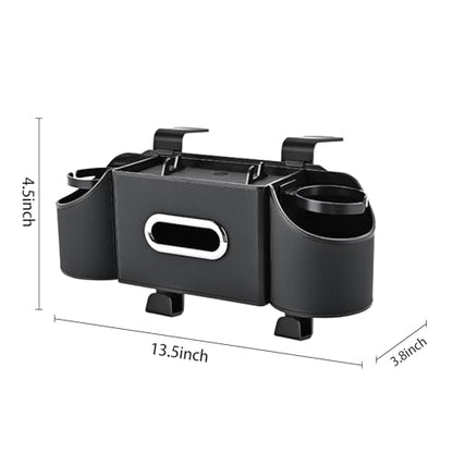 Back Seat Car Organizer,4 in 1 Multifunctional Car Back Seat Storage Box with Drink Cup Holder Tissue Box, for Hold Phone,Snacks, Drinks, Handbag-Black - color: Black