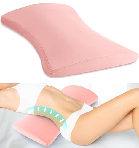 Lumbar Support Pillow for Bed Relief Back Pain: Lower Back Pillow for Sleeping - Memory Foam Waist Pillow - Back Wedge Bolster Pillow for Side, Back&Stomach Sleepers - Bed Rest Pillow for Car, Sofa - color: Pink