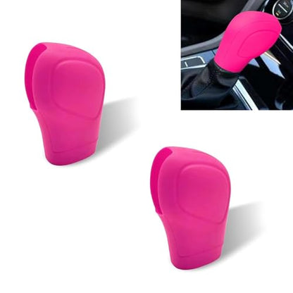 2 PCS Car Gear Shift Knob Cover, Anti-Slip Gear Stick Shifter Protector, Elastic Silicone Shift Protector Cover, Universal for Men, Women, Truck, SUV (Pink) - color: Pink