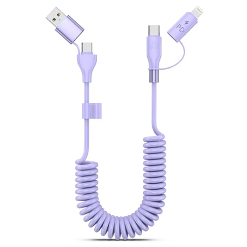 Purple USB-C and Lightning Cable 2-in-1, 3-FT iPhone 17 16 15 Car Charger Cord, 60W Fast Charging Cable for iPhone, Samsung Galaxy Supports Apple CarPlay & Android Auto - color: Purple, size: Type C + Lightning