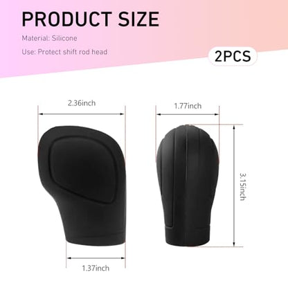 2 PCS Car Gear Shift Knob Cover, Anti-Slip Gear Stick Shifter Protector, Elastic Silicone Shift Protector Cover, Universal for Men, Women, Truck, SUV (Black) - color: Black